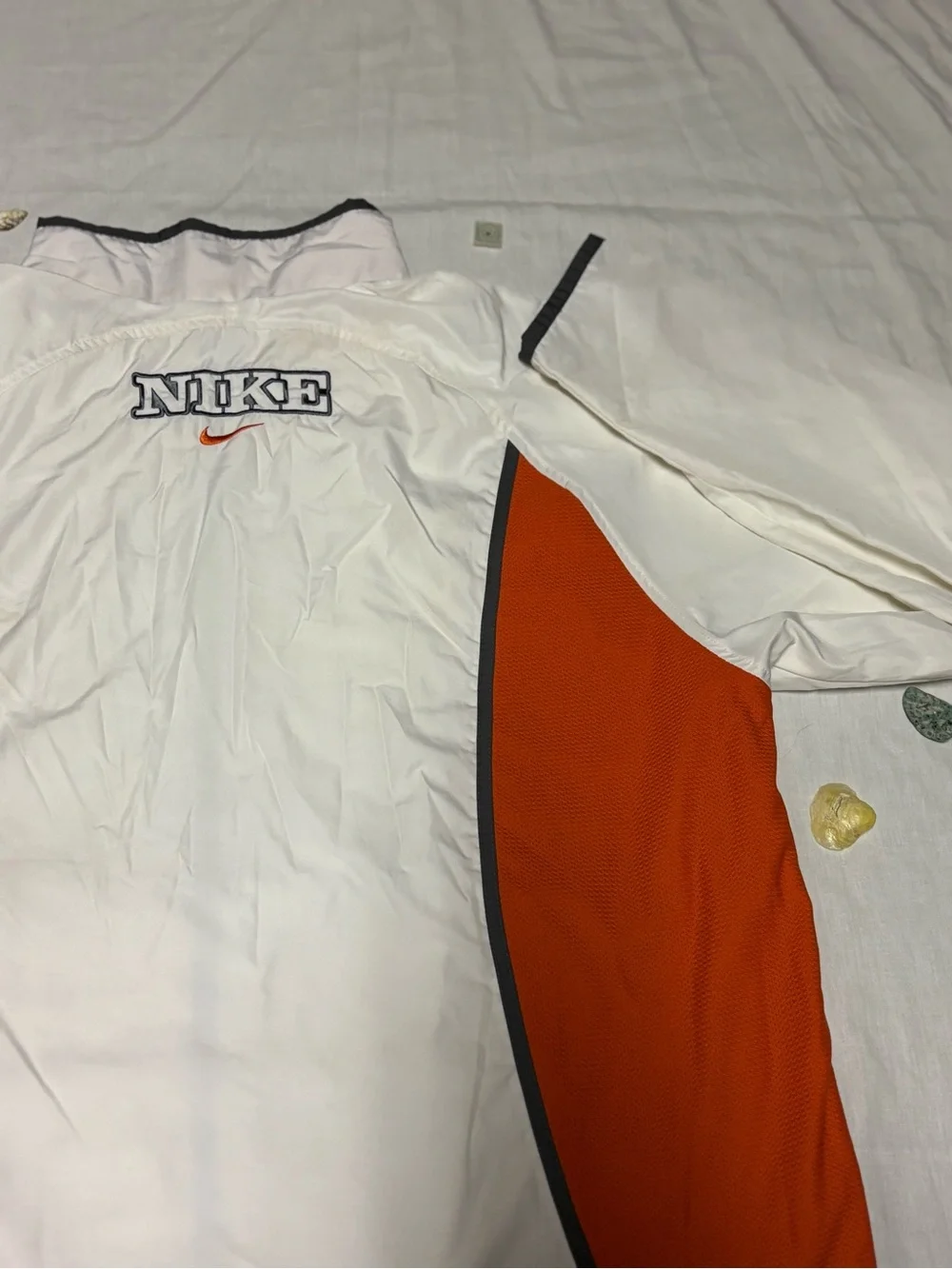 Nike White and Orange Windbreaker
